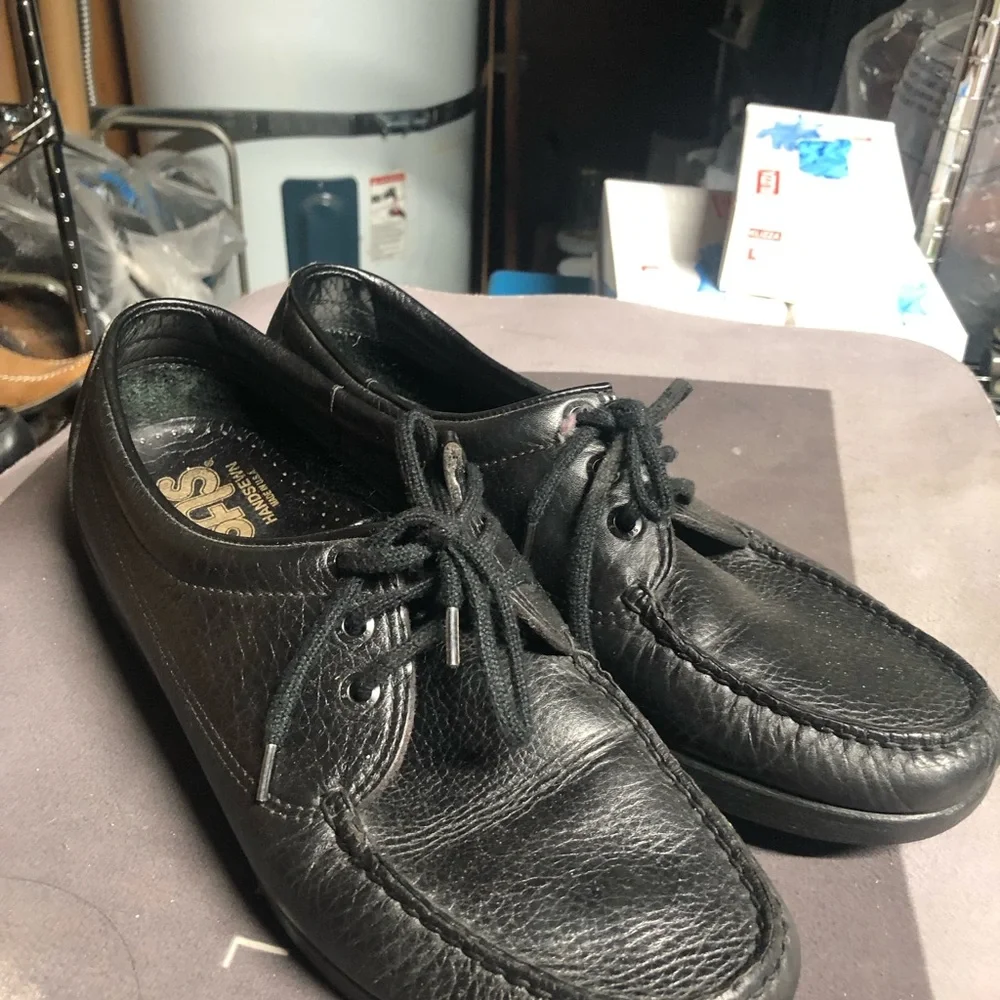 SAS Amigo Men’s Black Leather Slip-On Lace oxfords Loafers Shoes Size 10.5W